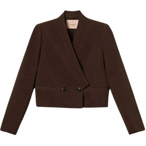 Twinset, Dames, Jassen, Bruin, Maat: XS Leer,