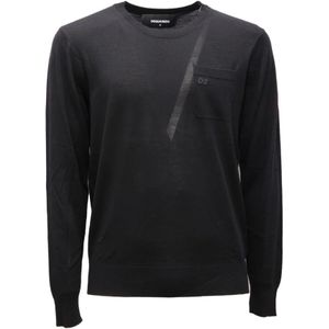 Dsquared2, Heren, Truien, Zwart, Maat: M Wol,