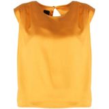Pinko - Blouse - Oranje - Polyester - Ronde Halslijn - Logoknoopsluiting