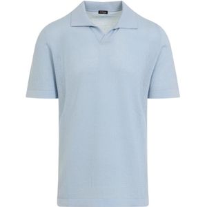 Kiton, Heren, Tops, Blauw, Maat: M Katoen,