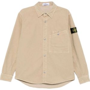 Stone Island, Heren, Overhemden, Beige, Maat: L