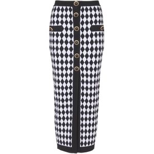 Balmain Diamant jacquard midi rok , Black , Dames , Maat: 2XS