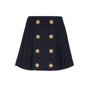Balmain Pleated skirt with two rows of buttons , Blue , Dames , Maat: 2XS