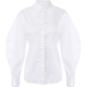 Elisabetta Franchi, Dames, Blouses & Shirts, Wit, Maat: XS Katoen,