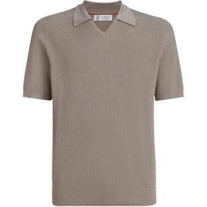 Brunello Cucinelli, Heren, Tops, Bruin, Maat: XL Katoen,