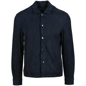 Giorgio Brato, Heren, Jassen, Blauw, Maat: M Suède,