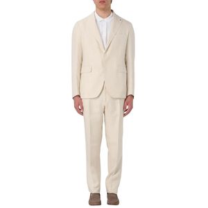 Tagliatore, Heren, Pakken, Beige, Maat: 2XL Linnen,