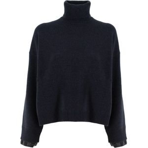 Brunello Cucinelli, Dames, Truien, Blauw, Maat: M Wol,