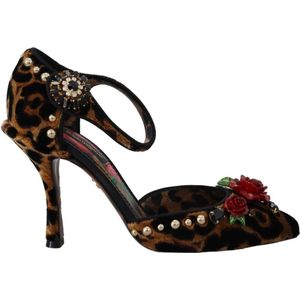 Dolce & Gabbana - Pumps - Bruin - Leopard Print - Met Bloemmotief