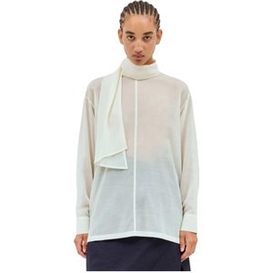 Issey Miyake, Dames, Blouses & Shirts, Wit, Maat: M Wol,