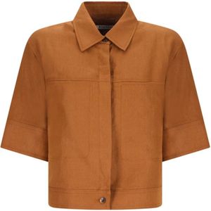 Max Mara, Dames, Blouses & Shirts, Bruin, Maat: S