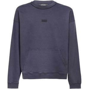 Dsquared2, Heren, Sweatshirts & Hoodies, Blauw, Maat: M Katoen,