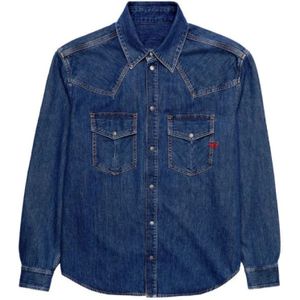 Diesel, Heren, Overhemden, Blauw, Maat: S Katoen,