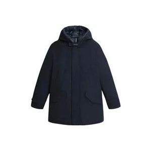 Woolrich Blauwe Polar Parka met hoge kraag , Blue , Heren , Maat: 3XL