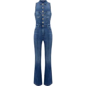 Elisabetta Franchi, Dames, Jumpsuits & Playsuits, Blauw, Maat: XS