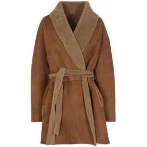 Salvatore Santoro, Dames, Mantels, Bruin, Maat: XS Leer,