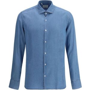 Brooksfield, Heren, Overhemden, Blauw, Maat: M Denim,