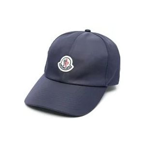 Moncler Blauwe Logo Satin Baseball Cap , Blue , Dames , Maat: ONE Size