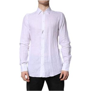 Dolce & Gabbana, Heren, Overhemden, Wit, Maat: M Linnen,