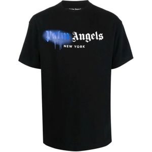 Palm Angels, Heren, Tops, Zwart, Maat: S Katoen,