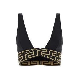 Versace Stretch Nylon Bikini Top , Black , Dames , Maat: M