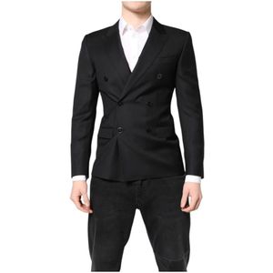 Dolce & Gabbana, Heren, Jassen, Zwart, Maat: XS Wol,