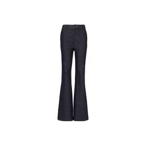 Balmain Uitlopende jeans met lurex strepen , Blue , Dames , Maat: XS