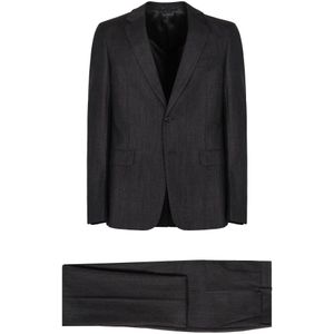 Prada, Heren, Pakken, Grijs, Maat: M Wol,
