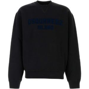 Dsquared2, Heren, Sweatshirts & Hoodies, Zwart, Maat: M