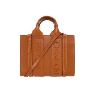 Chloé Woody Small Shopper Bag , Brown , Dames , Maat: ONE Size