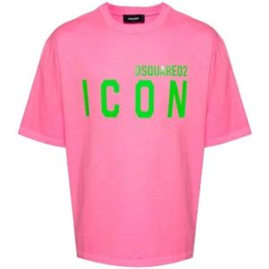 Dsquared2, Heren, Tops, Roze, Maat: L Katoen,