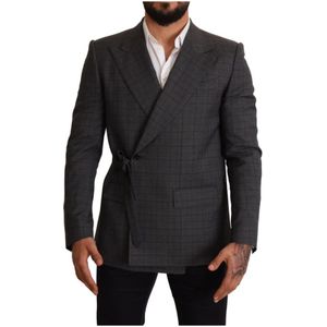 Dolce & Gabbana - Grijze Geruite Blazer - Heren - Wol