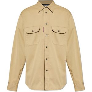 Dsquared2, Heren, Overhemden, Beige, Maat: M Katoen,