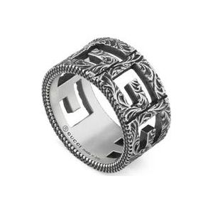 Gucci Ybc551918001 - 925 sterling zilver - G cube ring in verouderd sterling zilver , Gray , Dames , Maat: 53 MM