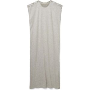 Sofie Schnoor - Grijze Mel Jurk - Dames - Midi - Katoen - Knoopdetails