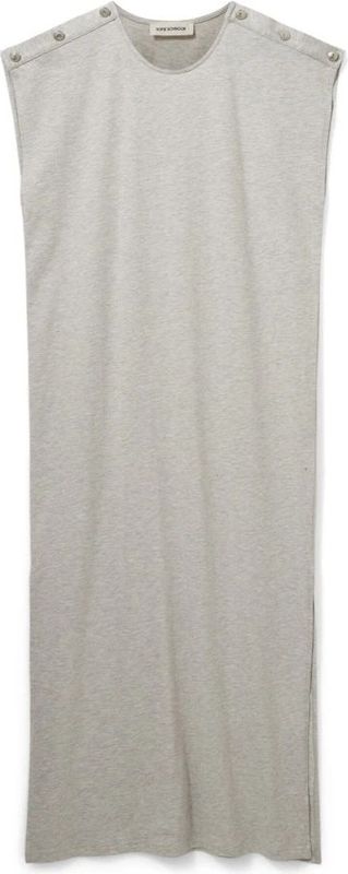 Sofie Schnoor - Grijze Mel Jurk - Dames - Midi - Katoen - Knoopdetails