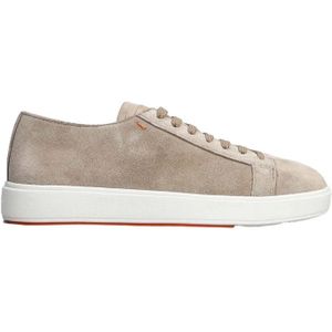 Santoni Suede Sneakers , Beige , Heren , Maat: 42 1/2 EU