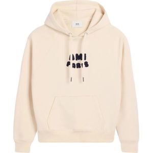 Ami Paris, Heren, Sweatshirts & Hoodies, Beige, Maat: XL