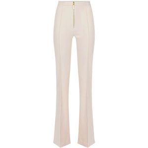 Elisabetta Franchi, Dames, Broeken, Wit, Maat: XL Satijn,