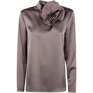 Emporio Armani, Dames, Blouses & Shirts, Grijs, Maat: XL Satijn,
