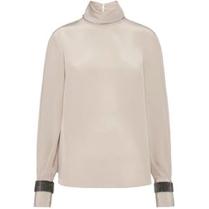 Brunello Cucinelli, Dames, Blouses & Shirts, Beige, Maat: S