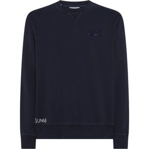 Sun68, Heren, Sweatshirts & Hoodies, Blauw, Maat: S Fleece,
