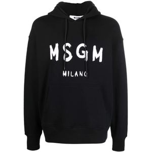 Msgm, Heren, Sweatshirts & Hoodies, Zwart, Maat: L Katoen,