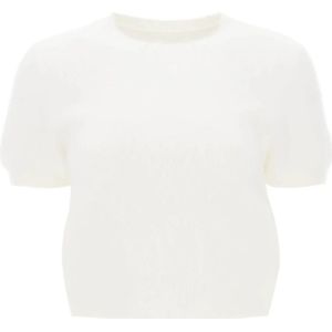 Maison Margiela - Korte Mouwen Top - Wit - Angora Wol - Regular Fit