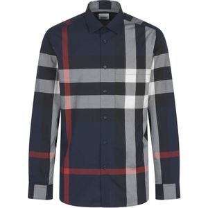 Burberry - Geruite Overhemd - Blauw - Multicolor - Katoen
