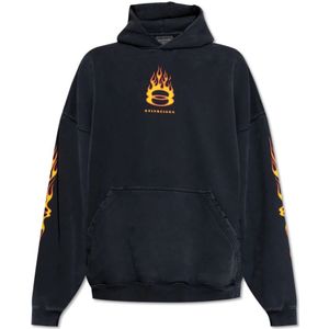 Balenciaga, Heren, Sweatshirts & Hoodies, Zwart, Maat: L Katoen,