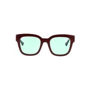 Gucci Minimalistische vierkante zonnebril met groene lenzen , Brown , Dames , Maat: 52 MM