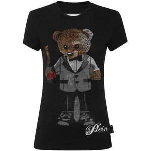 Philipp Plein, Dames, Tops, Zwart, Maat: XS Katoen,