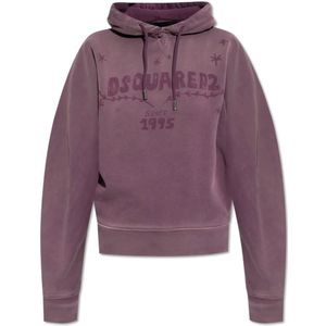 Dsquared2, Dames, Sweatshirts & Hoodies, Paars, Maat: M Katoen,