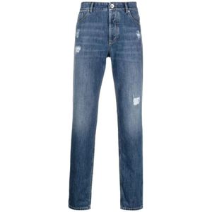 Brunello Cucinelli, Heren, Jeans, Blauw, Maat: S Katoen,